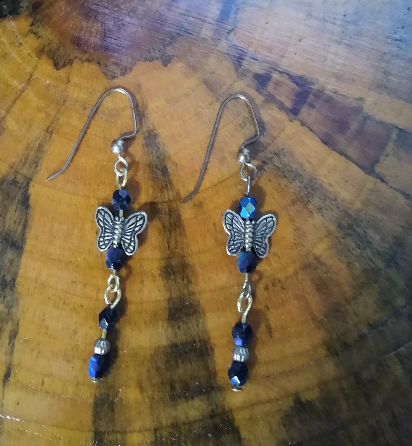 Butterfly Earrings with Czech Beads